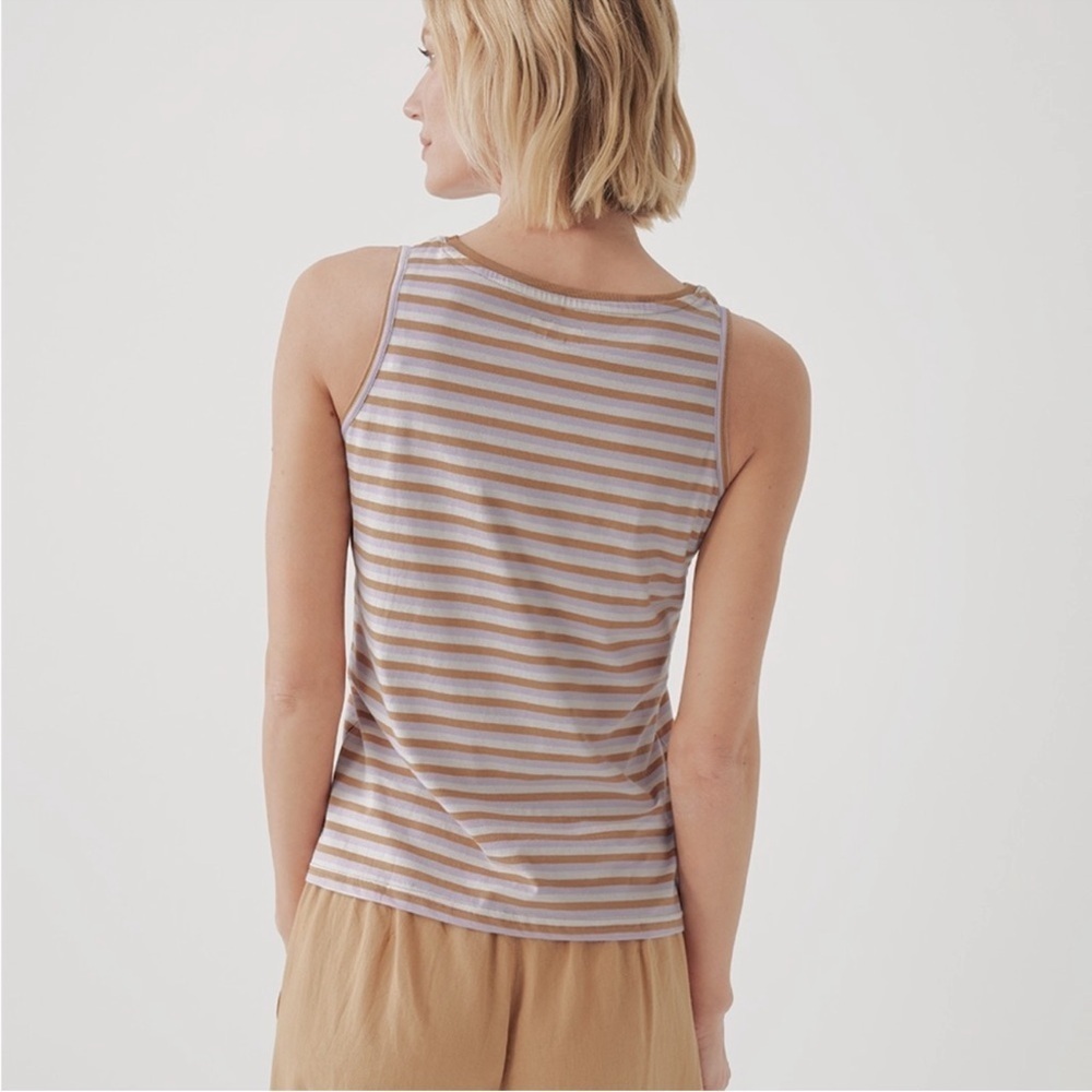 Pact Purple Orange Soho Stripe Organic Cotton Softspun Tank Top XS - Picture 2 of 10